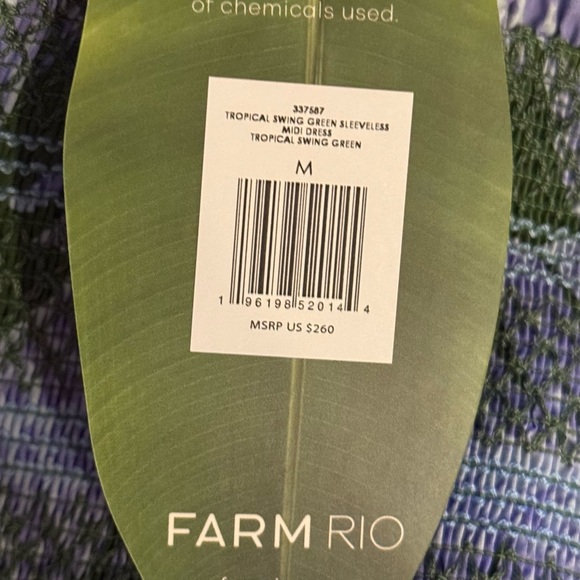 FARM Rio Green Tropical Swing Sleeveless Midi Dress M - Picture 7 of 8